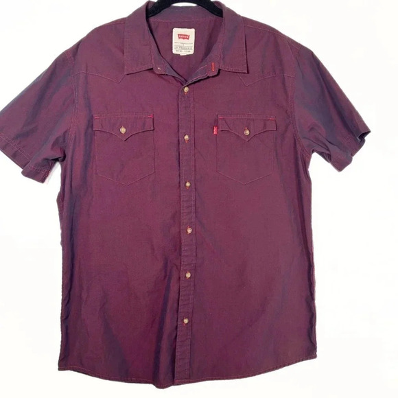 Levi’s Men’s Button Down Size Large Red/Purple Style #3LYSW7492 Western Cowboy - Picture 1 of 7